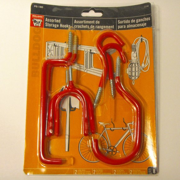 Pack of 8 Red Vinyl Coated Assorted Storage Hooks Bulldog Hardware 3506121580 - Picture 1 of 2